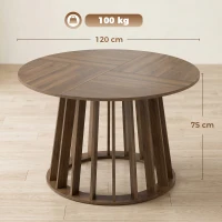 HOMCOM Dining Table for 4-6 People Modern Kitchen Table with Slatted Base 120 cm Round Light Walnut(m-3)