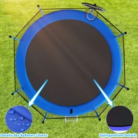 Trampolin Outdoor, verstärkten Beintraversen, doppelt gepolstertem Sicherheitsnetz, 366x366x256 cm, Blau(m-9)