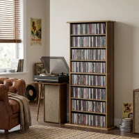 HOMCOM Depozitare pentru CD și DVD cu 8 compartimente și 6 rafturi reglabile, capacitate max. 360 CD/185 DVD și Blu-ray, nuc(m-4)