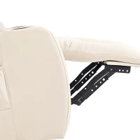 HOMCOM PU Leather Recliner Chair, Recliner Armchair with Extended Footrest, Cup Holders and Side Pockets, Cream(m-12)