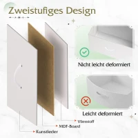 Nachttisch mit 2 Stoffschubladen, großer Stauraum, wasserfeste Holzplatte, 39.8x29.8x63.1 cm, Weiß(m-4)