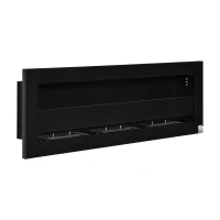 HOMCOM Lareira de Bioetanol de Parede com Depósito de 1 L Tempo de Combustão 3H para Interiores 20 m² 120x15x40 cm Preto(m-1)
