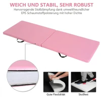 HOMCOM Trainingsmat Opvouwbare Fitnessmat met Handgrepen voor Yoga, MMA, Fitness, Pilates, Synthetische Bekleding, 180 x 60 x 5 cm, Roze(m-7)