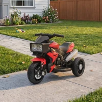 AIYAPLAY Kids Electric Motorcycle Ride-On Toy, 3-Wheel Battery-Operated Motorbike with Horn, Toddler Ride On Bike, Red(m-9)