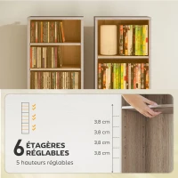 HOMCOM Rangements pour CD et DVD 9 compartiments et 6 étagères réglables capacité max. 260 CD/120 DVD 33 x 24 x 140 cm bois naturel(m-5)