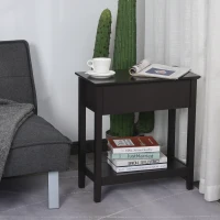 HOMCOM End Table, Narrow Side Table with Flip Top , Shelf, Dark Coffee(m-10)