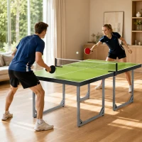 HOMCOM 6ft Table Tennis Table, Ping Pong Table with Net, Foldable and Portable Ping Pong Set for Indoor Use, Easy Assemble, Midsize, Green(m-2)