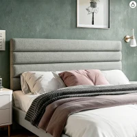 HOMCOM Cabeceira de Cama 140 cm Altura Ajustável em 3 Níveis 106/116/126 cm Estofada em Linho Cinza(m-10)