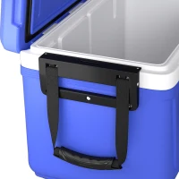 Outsunny 42.6L Insulated Cool Box, Lightweight Portable Ice Cooler with Handle, Lid and Drain Valve, Dark Blue(m-10)
