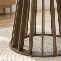 HOMCOM Dining Table for 4-6 People Modern Kitchen Table with Slatted Base 120 cm Round Light Walnut(m-12)