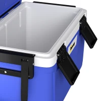 Outsunny 42.6L Insulated Cool Box, Lightweight Portable Ice Cooler with Handle, Lid and Drain Valve, Dark Blue(m-11)