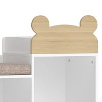 AIYAPLAY Libreria 3 in 1 per bambini con panca, 6 scomparti e cuscino, bianco(m-9)