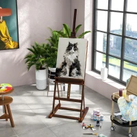 HOMCOM Cavalete de Pintura 230 cm com Altura e Ângulo Ajustáveis Arrumação para Adultos Artistas Pintores Castanho(m-8)