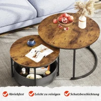 Couchtisch 2er-Set, flexibles 2‑in‑1-Design, modernes Design, 80x80x48.2 cm, Braun(m-3)