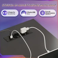 L-förmiger Eckschreibtisch mit integrierter LED-Beleuchtung, 3 Stoffschubladen, 2 offene Ablagen, 123x80x75 cm, Schwarz(m-5)