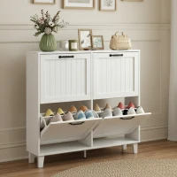 HOMCOM Mueble para Zapatos 4 Cajones Abatibles Ahorraespacio con Estantes Regulables Blanco(m-10)