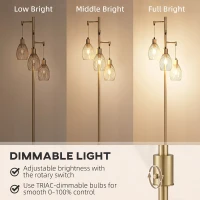 HOMCOM 170.5cm Industrial Dimmable Standing Lamp, 3-Light Floor Lamp with Steel Wire Cage Lampshades, Gold Tone(m-4)