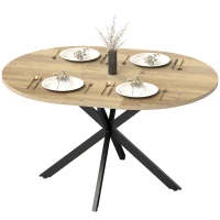 HOMCOM Extendable Dining Table for 4-6, Industrial Kitchen Dinner Table with Butterfly Leaf and X-Shape Base, Natural Wood(m-11)