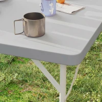Outsunny 34/74cm Folding Camping Table, with Handle - Grey(m-9)