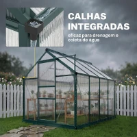 Outsunny Estufa de Jardim 2x2,5m de Policarbonato e Alumínio Estufa com  Clarabóia Proteção UV 30 e Base 4,79 m² para Vasos Cultivos de Plantas e Flores Transparente(m-7)