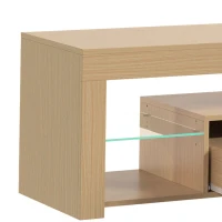 HOMCOM Mobile TV da 140 cm con ripiani in vetro regolabili, cassetto e vani aperti, rovere(m-7)