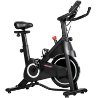 SPORTNOW Vélo d'Appartement, Vélo d'Exercice, Résistance Magnétique Réglable, Écran LCD, Siège Confortable, 108x51x116cm, Blanc(m-1)