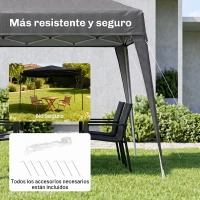 Outsunny Carpa Plegable 2,4x2,4 m, Pop-up, Cenador Pabellón de Jardín, Altura Ajustable con Bolsa de Transporte, Anti-UV, Impermeable, Gazebo para Camping, Fiestas, Exterior, Gris(m-6)
