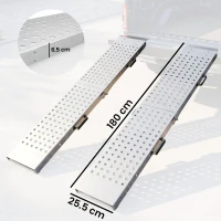 HOMCOM Set 2 Rampe de Încărcare Pliabile, 180x25,5 cm, 400kg, pentru Moto/ATV/Remorcă/Pick-Up, Argintiu(m-3)