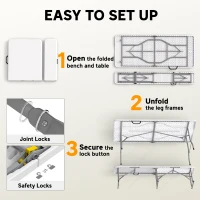 Outsunny Three-Piece Folding Picnic Table and Bench Set - White(m-4)