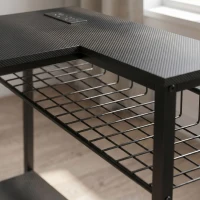 HOMCOM Reversible 'L' LED Light Gaming/Work Desk - Black(m-12)