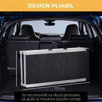 HOMCOM Rampă pliabilă și antiderapantă pentru scaun cu rotile din aluminiu, 152x73cm, Capacitate 272kg(m-6)