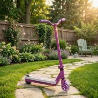 AIYAPLAY Electric Scooter for Kids Aged 4-7 Years, with Flashing LED Lights, Rear Auxiliary Wheels, Purple(m-8)