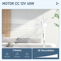 HOMCOM Ventilador de Pie con Mando a Distancia Oscilante 28 Velocidades 3 Modos Temporizador y Función Antimosquitos Blanco(m-4)