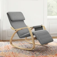 HOMCOM Fauteuil relax à bascule fauteuil allaitement avec repose-pieds réglable, poche latérale et appui-tête, gris(m-2)