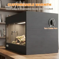 PawHut Reptile Terrarium, Reptile Vivarium with  Glass Doors, Secure Lock, Top Ventilation for Snake, Gecko, 60x45x45cm, Black(m-6)