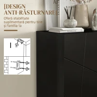 HOMCOM Dulap modern pentru pantofi, pentru 15-20 de perechi de pantofi, cu rafturi reglabile și închidere amortizată, negru(m-8)