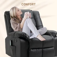 HOMCOM Fotoliu Relax cu 8 Puncte de Masaj și Reclinare la 165° din Piele Ecologică, Negru(m-6)