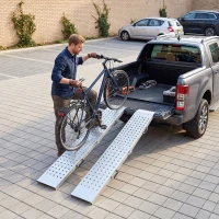 HOMCOM Set 2 Rampe de Încărcare Pliabile, 180x25,5 cm, 400kg, pentru Moto/ATV/Remorcă/Pick-Up, Argintiu(m-9)