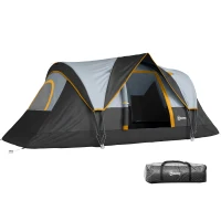 Outsunny Tente de camping familiale 5 pers. - tente tunelle ventilée - grande porte + 2 fenêtres gris clair(m-17)