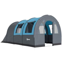 Outsunny Tienda de Campaña Plegable para 3 Personas con 2 Habitaciones y Bolsa de Transporte Impermeable 480x260x200 cm Gris(m-1)