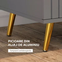 HOMCOM Comodă modernă cu 3 sertare din lemn și aluminiu, 60x40x71,5 cm, auriu și gri închis(m-5)