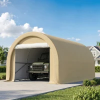 Outsunny Tente de garage résistant à l'eau protection UV UPF 30 + parois latéraux amovibles 5 x 3 m beige(m-9)