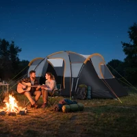 Outsunny 5 Man Camping Tent, Large Tunnel Tent, Water Resistant Hiking Shelter with Groundsheet and Carry Bag, Black(m-8)