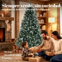 HOMCOM Árbol de Navidad Artificial 180 cm con 910 Ramas con Nieve 58 Piñas y Soporte Metálico Plegable Fácil Montaje Verde(m-4)