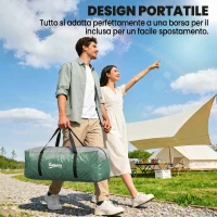 Outsunny Tenda da Campeggio 5 Posti Idrorepellente con Protezione UV, Pali in Fibra di Vetro, 4.55x2.2x1.8 m, Verde(m-7)