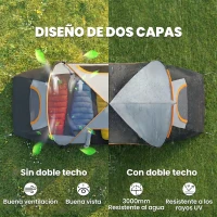 Outsunny Tienda de Acampada para 5 Personas Impermeable 3000mm+ con Bolsa de Transporte y Gancho 455x220x180 cm Gris(m-4)