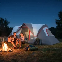 Outsunny Tenda da campeggio 4-5 posti idrorepellente con protezione UV, 4,5x2,2x1,8 m, grigia(m-8)
