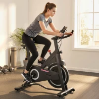 SPORTNOW Vélo d'Appartement, Vélo d'Exercice, Résistance Magnétique Réglable, Écran LCD, Siège Confortable, 108x51x116cm, Blanc(m-10)
