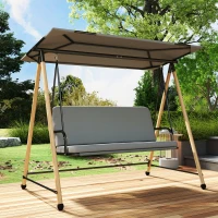 Outsunny Balancelle de Jardin 3 Places, Balançoire Extérieure avec Toit réglable et Coussin Épais Amovible, 208x125x180cm, Gris(m-8)