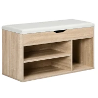 HOMCOM Shoes Cabinet Bench Hidden Storage Padded Seat Organiser Footwear Rack Hallway Oak Tone(m-1)